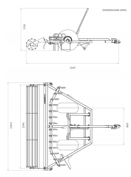Dimensions de la herse polyvalente Chapman MG 250