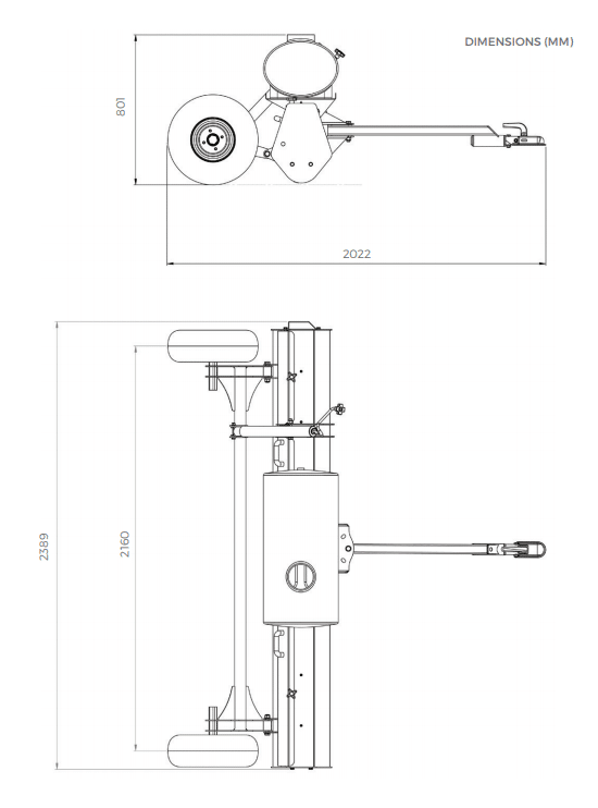 Dimensions du Pulvérisateur à rouleau Chapman W240